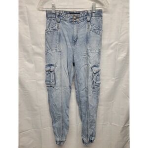Aeropostale Size XS Light Blue 6 Pocket Baggy Jogger Cargo Denim Jeans
